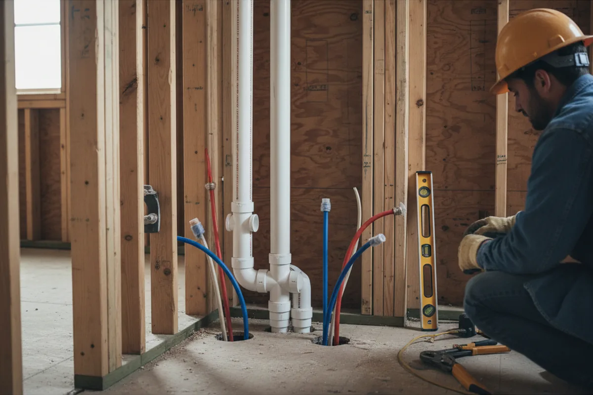 Drain and supply rough-in during Toilet Repair and Installation in Gilbertsville